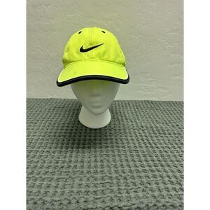 Nike Neon Yellow Black Dri FIT Featherlight Baseball Cap Boys Just Do It Size 4-